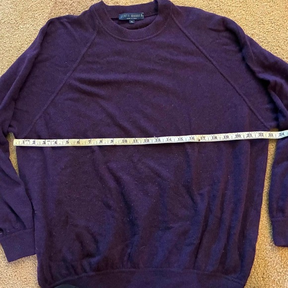 Scott Barber Cashmere Blend Mens Purple Crewneck Raglan Sweater XL Made in Italy - Picture 6 of 8